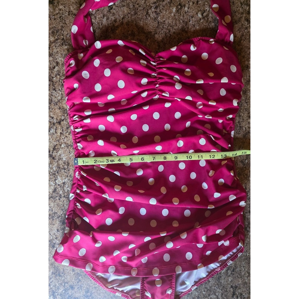 Esther Williams Vintage Inspired Retro Swimsuit - sz 14 red polka dot plus sized - Picture 6 of 11